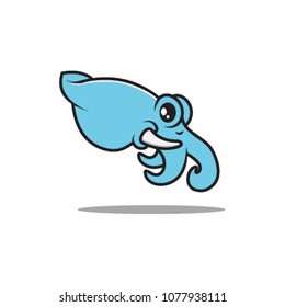 Elephant Squid creature mascot logo vector illustration