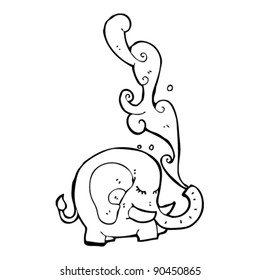 elefante chorreando agua del maletero