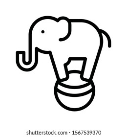 elephant stand on ball related to art or craft in lineal style