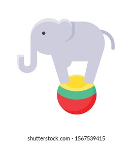 elephant stand on ball related to art or craft in flat design