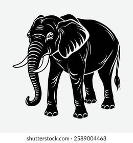 an elephant is standing in front of a white background