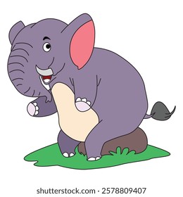 Elephant standing on grass vector illustration