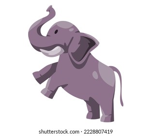 Elephant standing with two legs cartoon illustration of standing animal with tusk and trunk