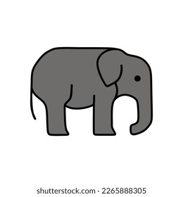 the elephant is standing upright