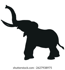 Elephant stands tall with its trunk raised is the air stock vector photo black and white eps ai illustrate silhouette graphic design background template 