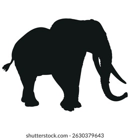 Elephant stands tall with its trunk raised is the air stock vector photo black and white eps ai illustrate silhouette graphic design background template