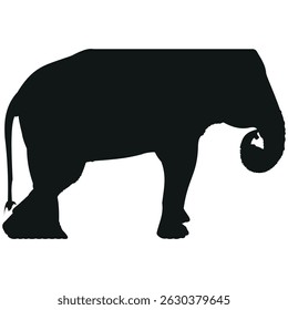 Elephant stands tall with its trunk raised is the air stock vector photo black and white eps ai illustrate silhouette graphic design background template