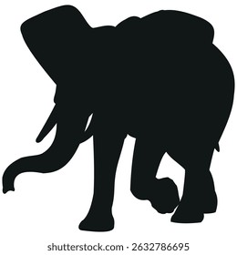 Elephant stands tall with its trunk raised is the air stock vector photo black and white eps ai illustrate silhouette graphic design background template