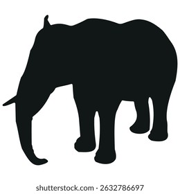 Elephant stands tall with its trunk raised is the air stock vector photo black and white eps ai illustrate silhouette graphic design background template