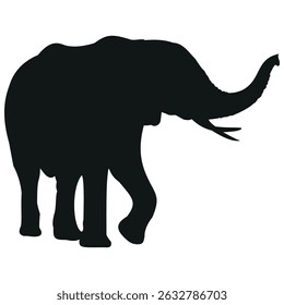 Elephant stands tall with its trunk raised is the air stock vector photo black and white eps ai illustrate silhouette graphic design background template