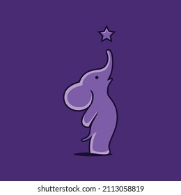 Elephant and Star Logo abstract silhouette design vector template. Mammoth Logotype concept icon