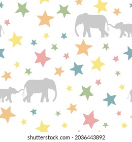 Elephant and star seamless repeat print