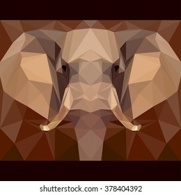 Elephant stares forward. Nature and animals life theme background. Abstract geometric polygonal triangle illustration for design card, invitation, poster, banner, placard, billboard cover