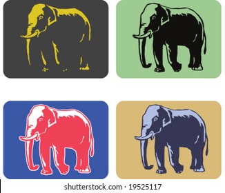 Elephant in stencil cut style, special for graphic designers and sign makers. Artwork has only straight lines and minimal amount of vector points.