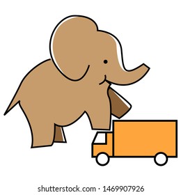 Elephant stepped on the truck. Illustration of car protection.