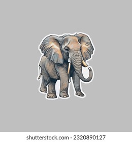 elephant sticker logo vector design