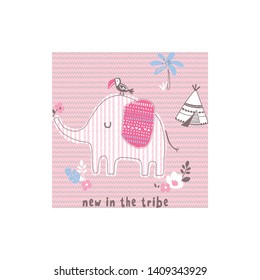 elephant with stripes background illustration-vector