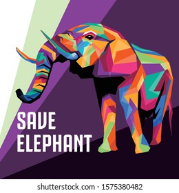 Elephant in Style WPAP Pop Art Beautifull Color