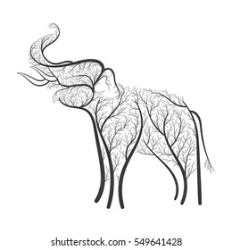  elephant stylized bushes for use as logos on cards, in printing, posters, invitations, web design and other purposes.