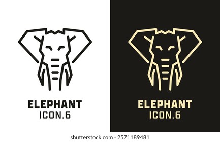 Elephant stylized head geometric line icon