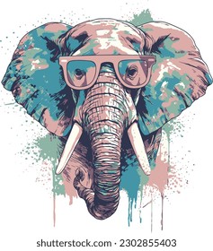 elephant in the sun, vector illustration, Animals