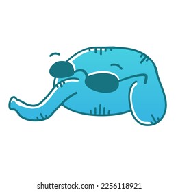 Elephant in sunglasses. Vector illustration in cartoon flat style isolated on white background.