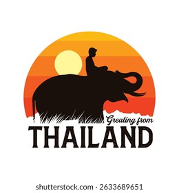 elephant and sunset illustration, perfect for t shirt design