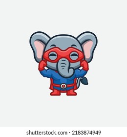 Elephant Super Hero Cute Creative Kawaii Cartoon Mascot Logo