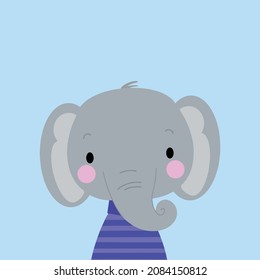 elephant with sweater on light blue background