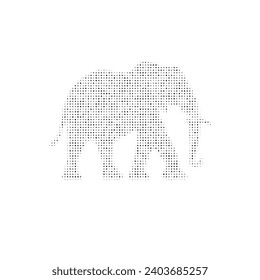 The elephant symbol filled with black dots. Pointillism style. Vector illustration on white background