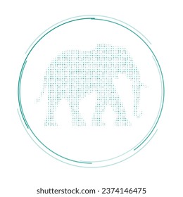 El símbolo del elefante se rellena con puntos de venta. Estilo de puntillismo. Ilustración del vector sobre fondo blanco