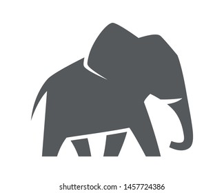 Elephant symbol isolated on white, vector art and illustration.