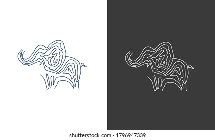 Símbolo elefante - ilustración vectorial en fondo blanco .logo diseño elefante,elefante mínimo,gráficos ,diseño retro vintage logo .elefante línea diseño logotipo 6