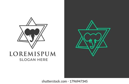 Elephant symbol - vector illustration in white background .logo design elephant,elephant minimal,graphics ,vintage retro logo design .elephant line art logo design 3 svg