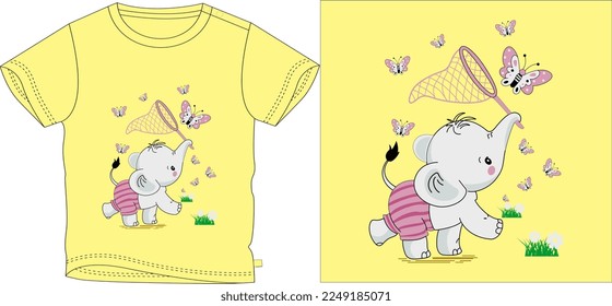 Elephant t shirt graphic design vector illustration 