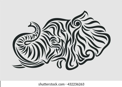 Elephant Tattoo Vector Tribal Style