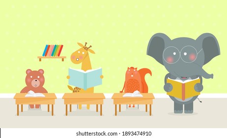 Elephant teaching in the classroom