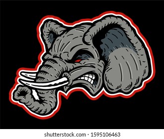 elephant team sports mascot with tusks and trunk for school, college or league