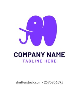 Elephant teeth dental logo, Creative and minimalist logo design template for kids dental clinic