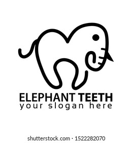 Elephant teeth logo stock logo template, flat design, line elephant