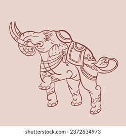 Elefant in thailändischer Kunstvektor für Karte, Dekoration, Illustration