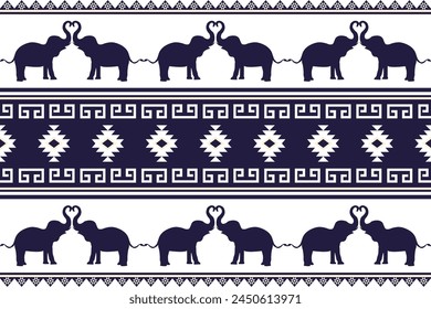 Elephant Thai style seamless pattern. Can be used in fabric design for clothing, textile, wrapping, background, wallpaper, carpet