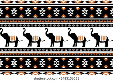 Elephant Thai style seamless pattern. Can be used in fabric design for clothing, textile, wrapping, pant, background, wallpaper, carpet, shirt