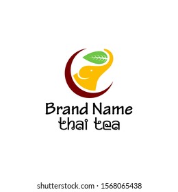 Elephant Thai Tea Logo Design Vector
