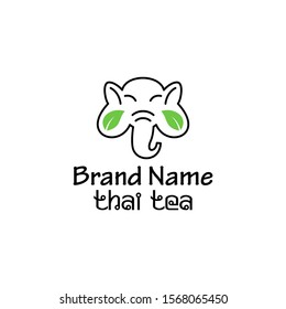 Elephant Thai Tea Logo Design Vector