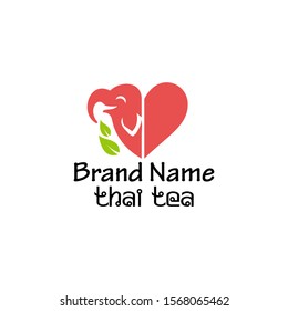 Elephant Thai Tea Logo Design Vector