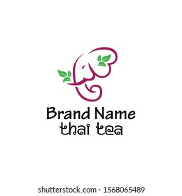 Elephant Thai Tea Logo Design Vector