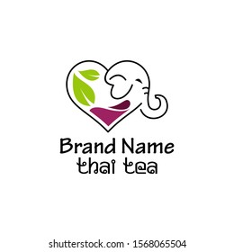 Elephant Thai Tea Logo Design Vector