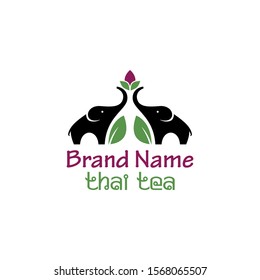 Elephant Thai Tea Logo Design Vector