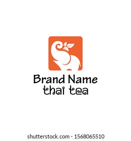 Elephant Thai Tea Logo Design Vector